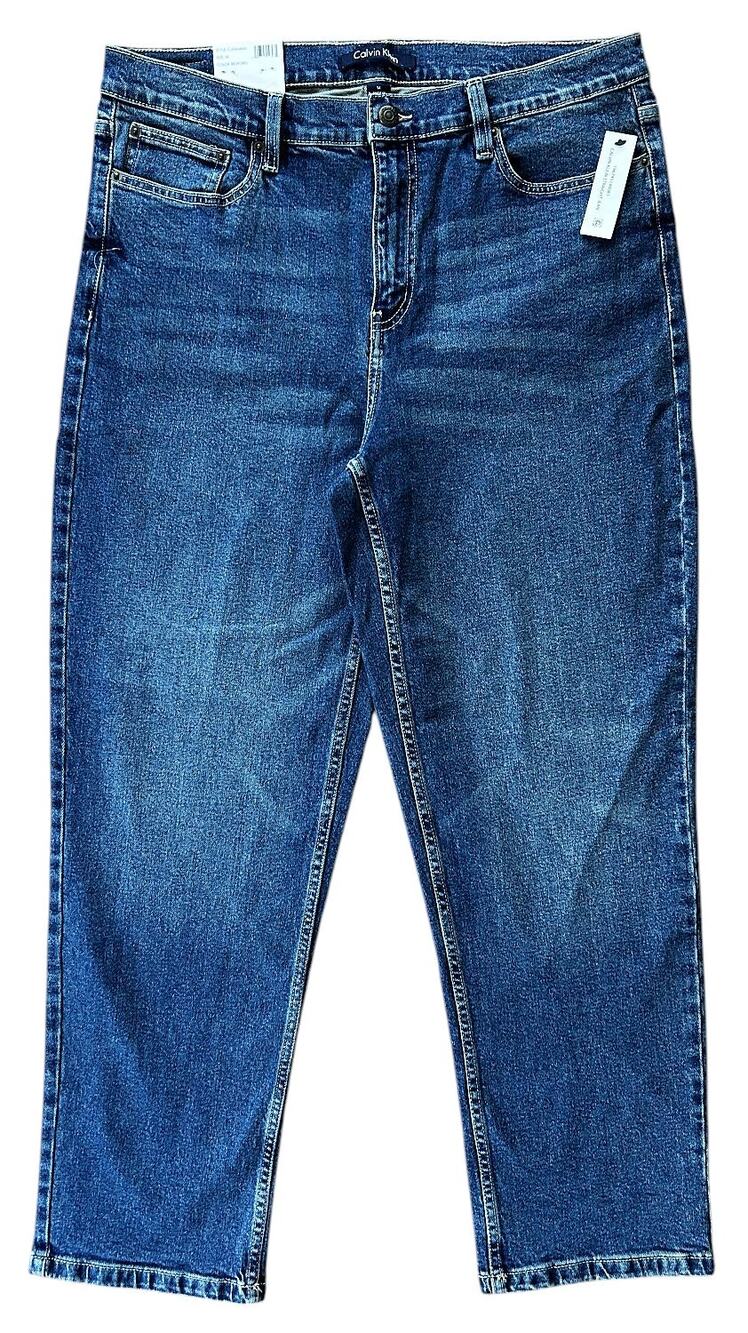 NWT Calvin Klein Vintage Straight Leg High-Rise Stretch Jeans Women's 14 33X30